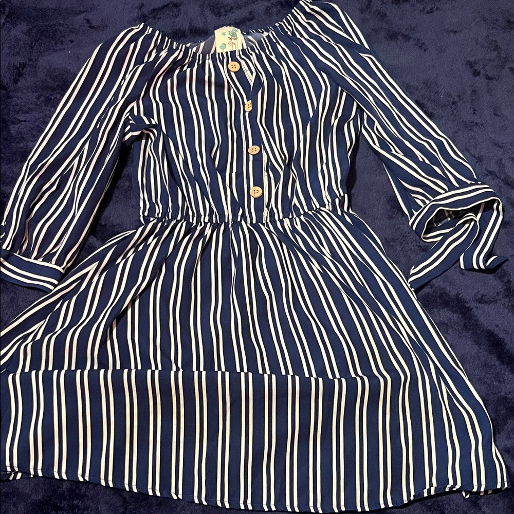 Lily Bleu Navy and White Striped Dress